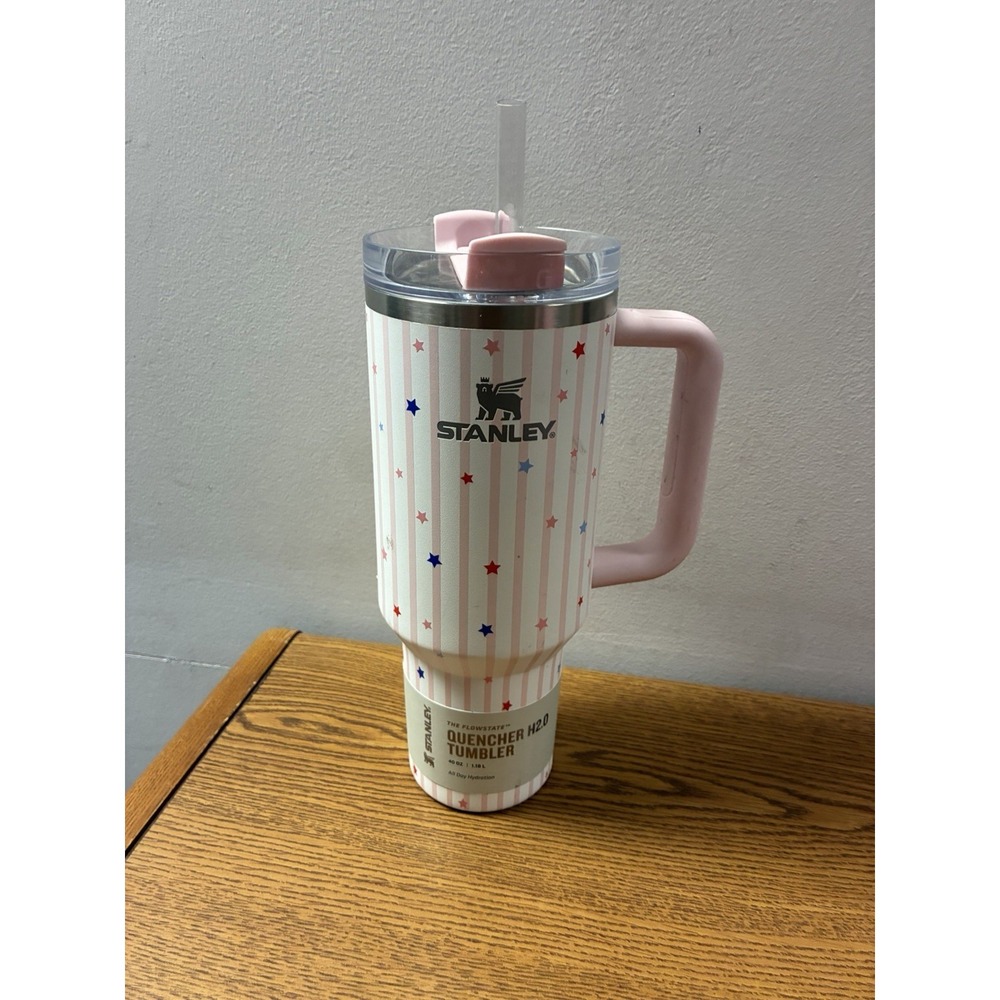 Stanley 40 oz Stainless Steel H2.0 FlowState Quencher Tumbler White With Stars